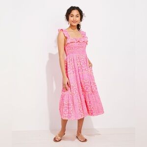 NWOT Vineyard Vines Neon Tortola Smocked Midi Dress
